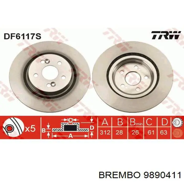 9890411 Brembo disco do freio dianteiro