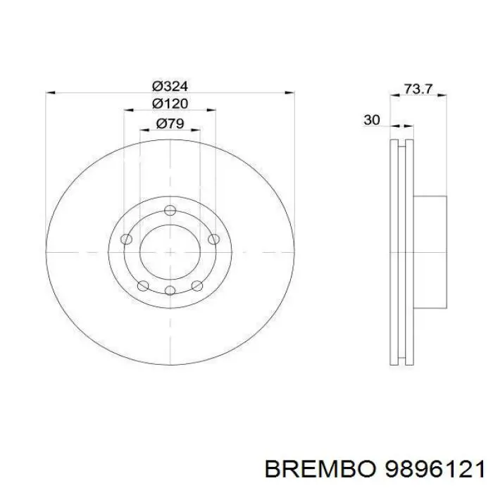9896121 Brembo Диск тормозной передний