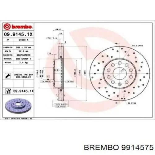 Купить 9914575 Brembo Ремкомплект тормозов передних