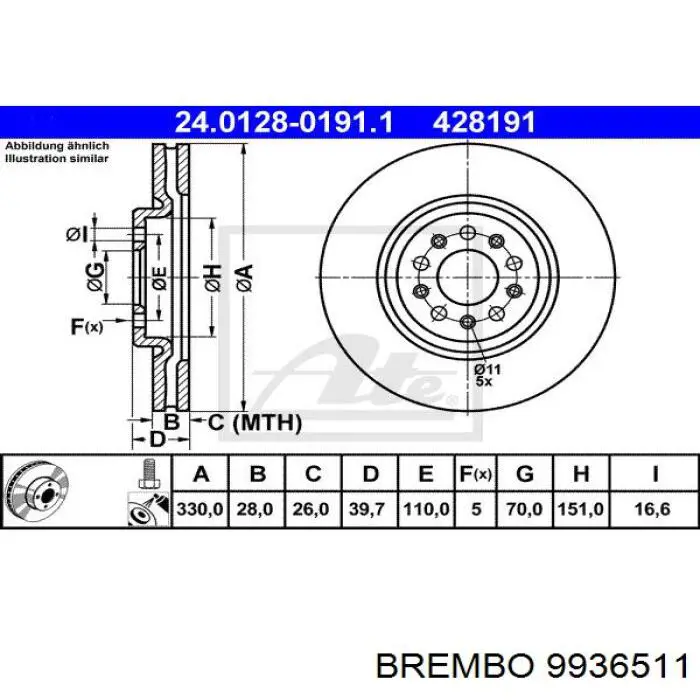 Передний тормозной диск Brembo 9936511