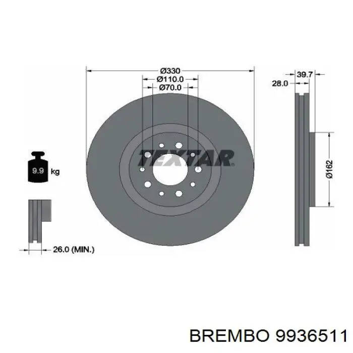9936511 Brembo Диск тормозной передний