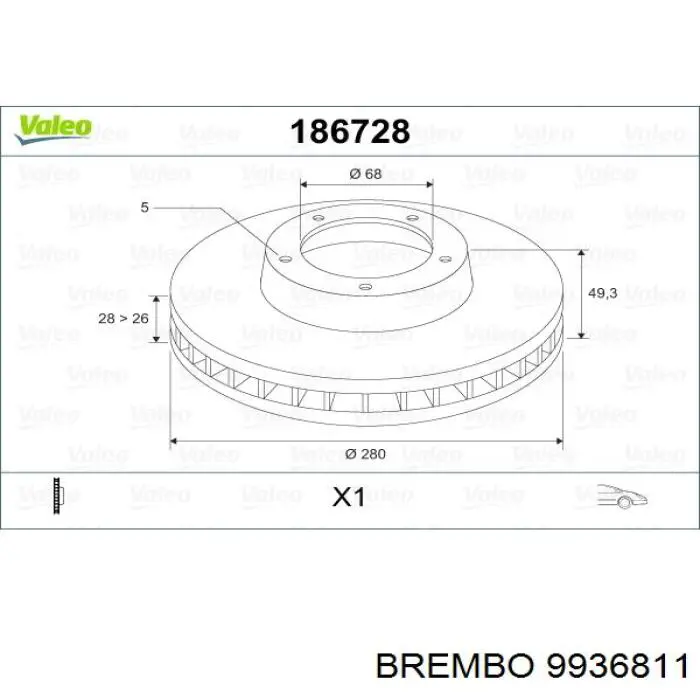 9936811 Brembo Диск тормозной передний