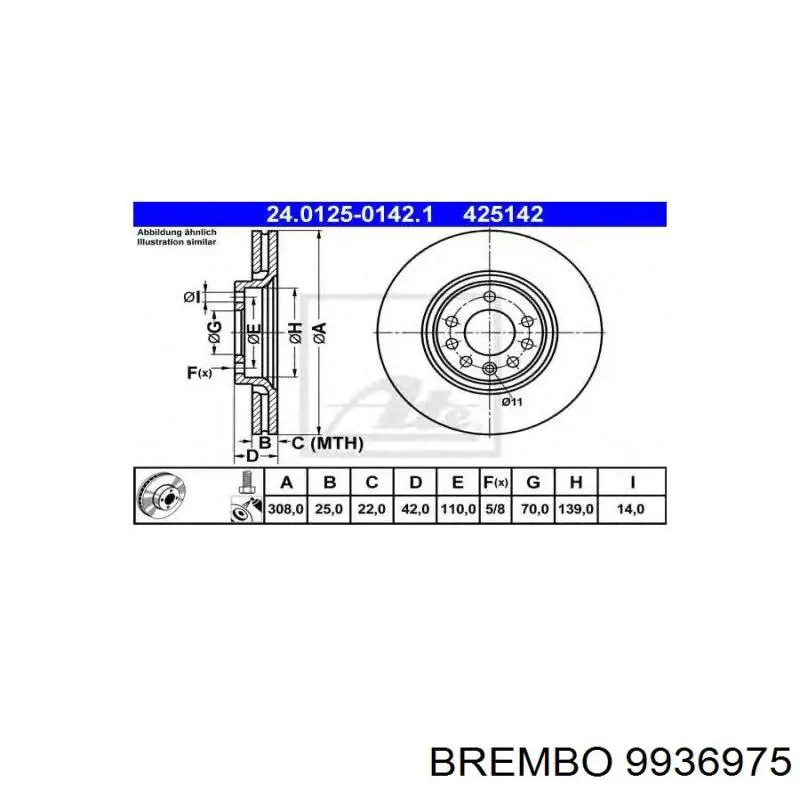 Купить 9936975 Brembo Ротор тормозной