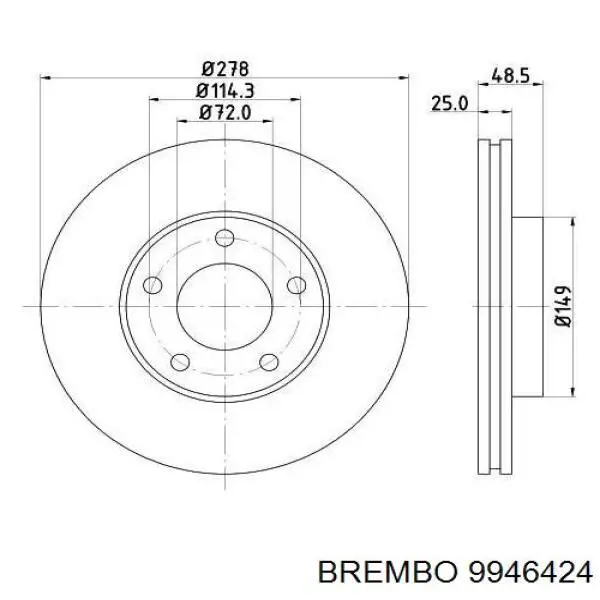 9946424 Brembo диск тормозной передний