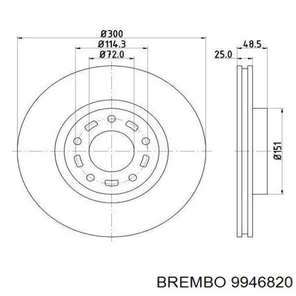Тормоз дисковый передний Brembo 9946820 цена, от 46.92 USD