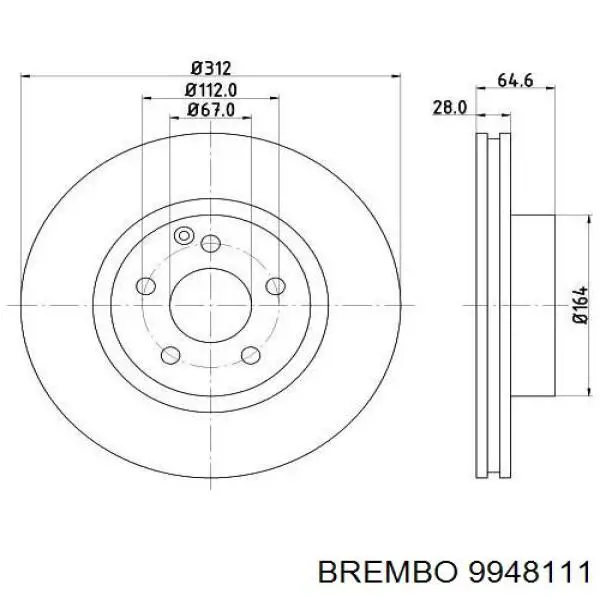 Передний тормозной диск Brembo 9948111