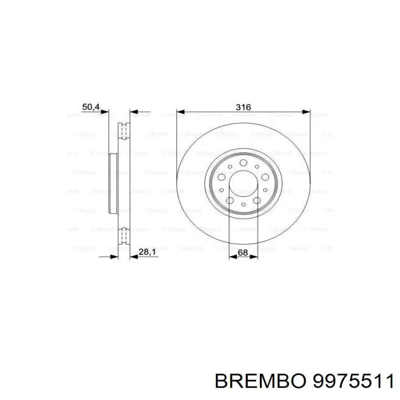 Передний тормозной диск Brembo 9975511