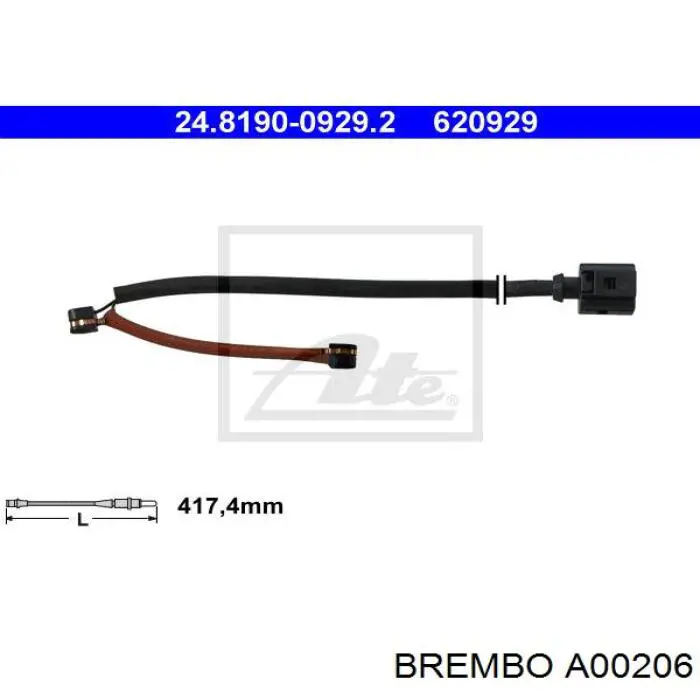 Сигнализатор износ тормозных колодок Brembo A00206 цена, от 8.57 USD