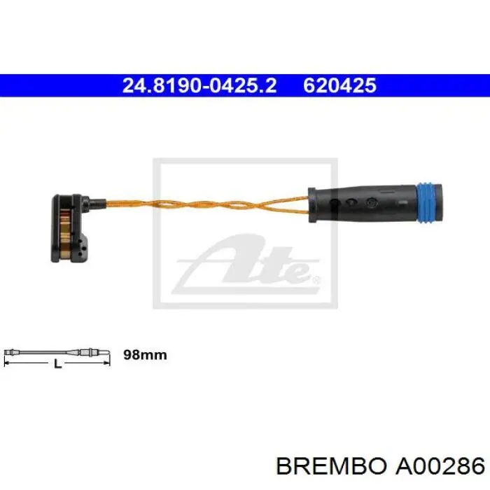 A00286 Brembo датчик износа тормозных колодок передний правый