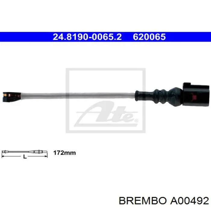 A00492 Brembo sensor dianteiro de desgaste das sapatas do freio