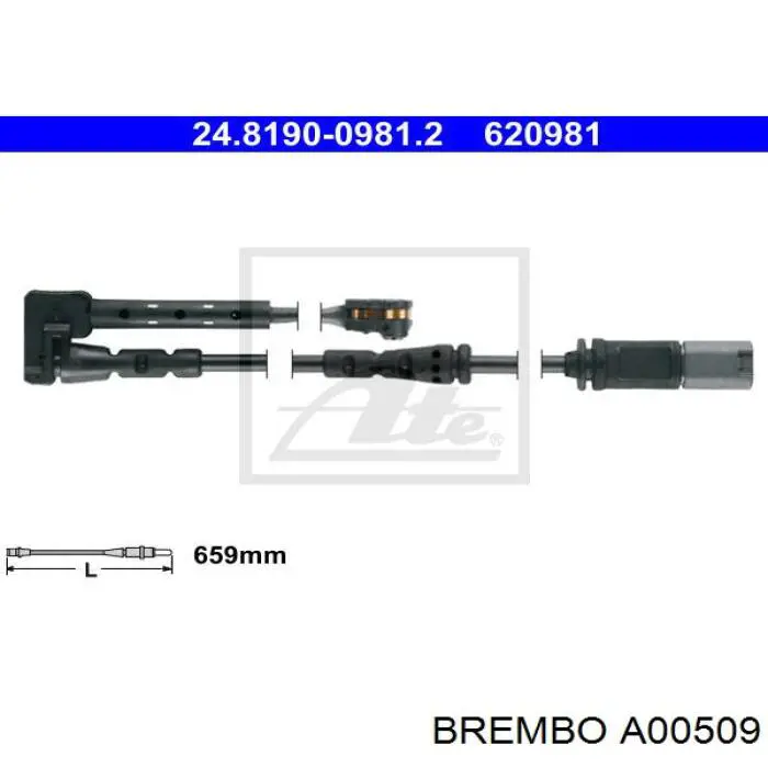 Датчик износа тормозных колодок передний A00509 Brembo