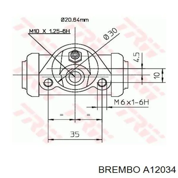 Цилиндр тормозной колесный A12034 Brembo