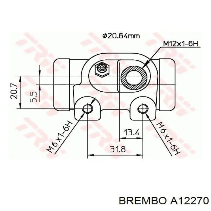 Cilindro de freno de rueda trasero A12270 Brembo