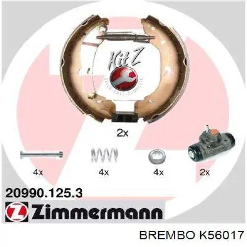 Купить K56017 Brembo Колодки тормозные задние барабанные, в сборе с цилиндрами, комплект