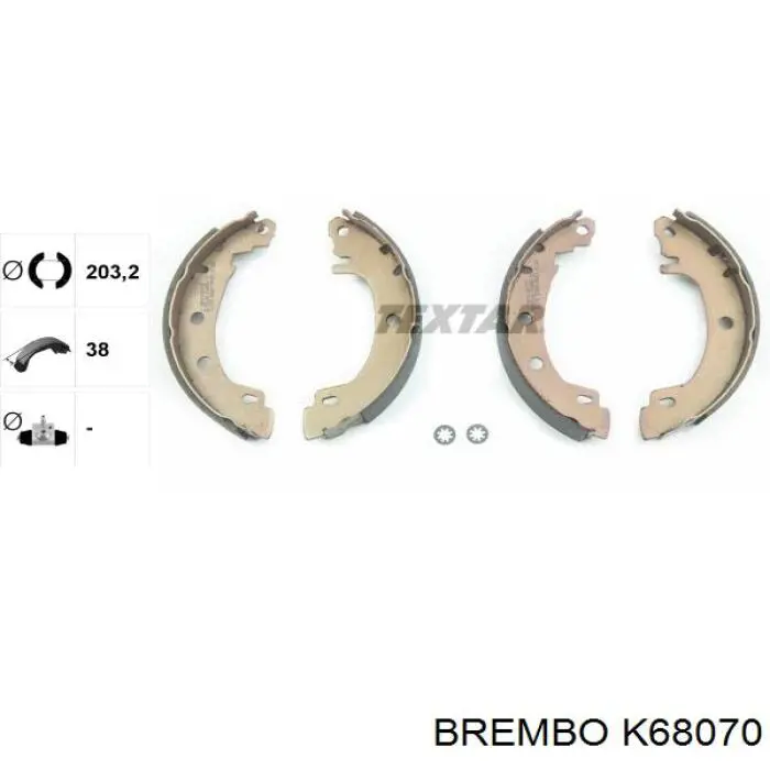 Колодки тормозные задние барабанные, в сборе с цилиндрами, комплект K68070 Brembo