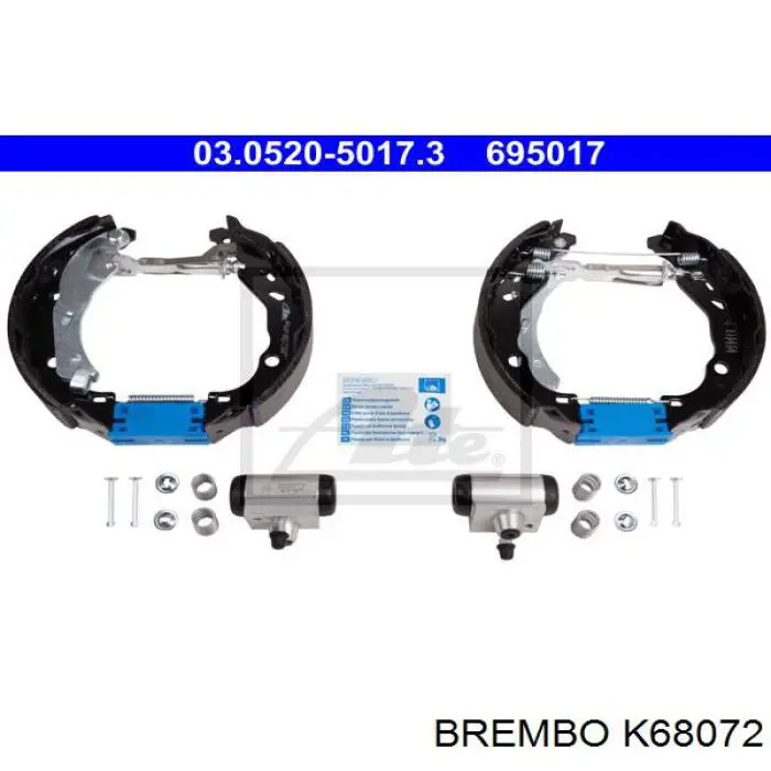 K68072 Brembo колодки тормозные задние барабанные, в сборе с цилиндрами, комплект