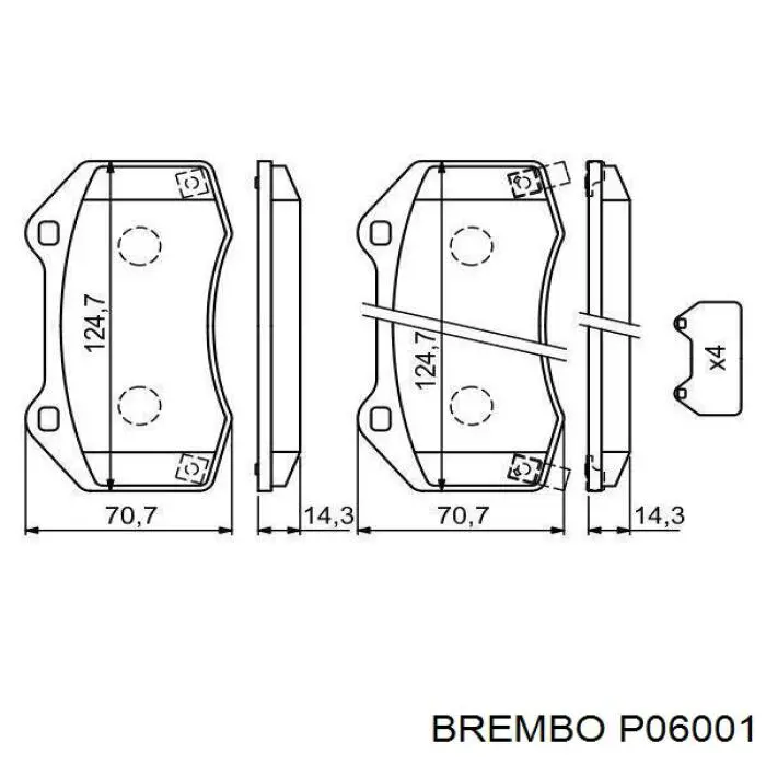 Задние дисковые колодки Brembo P06001