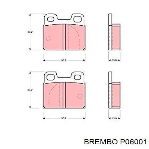 P06001 Brembo Колодки тормозные дисковые комплект