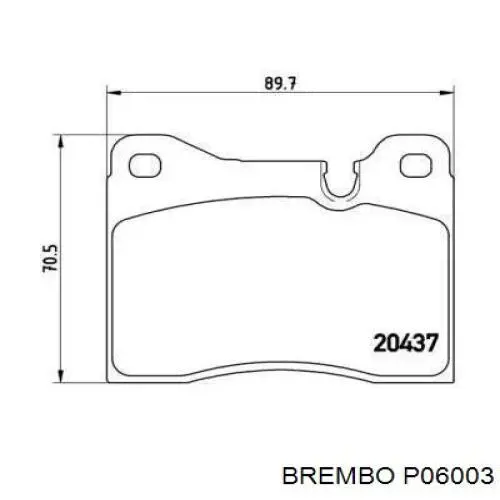 P06003 Brembo колодки тормозные передние дисковые