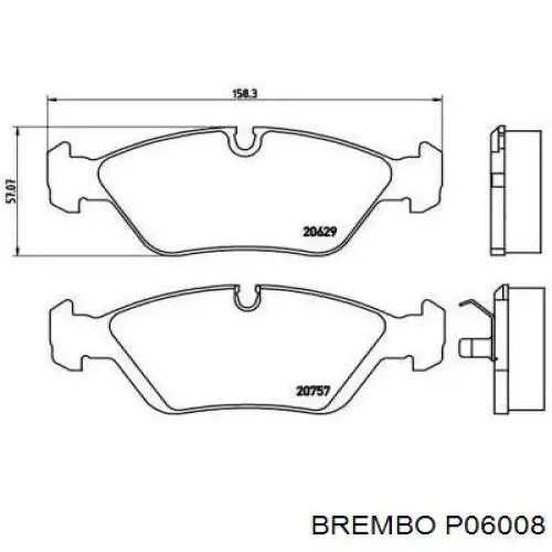 P06 008 Brembo колодки тормозные передние дисковые