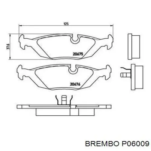 Задние тормозные колодки P06009 Brembo