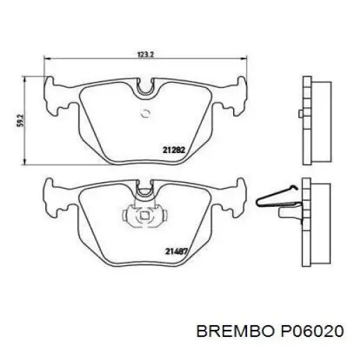 P06020 Brembo Колодки тормозные дисковые комплект