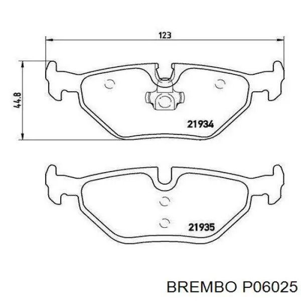 Задние тормозные колодки P06025 Brembo