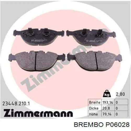 Купить P06028 Brembo Колодки тормозные