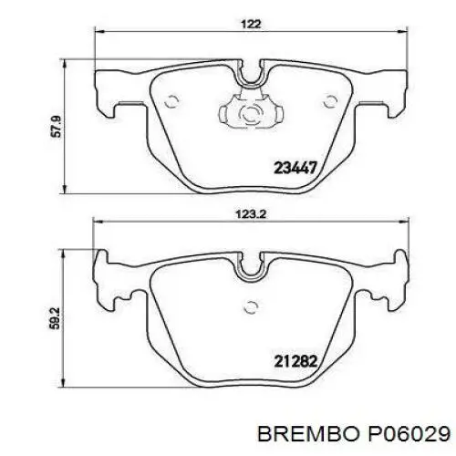 P06029 Brembo колодки тормозные задние дисковые