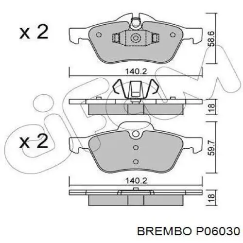 Передние тормозные колодки P06030 Brembo