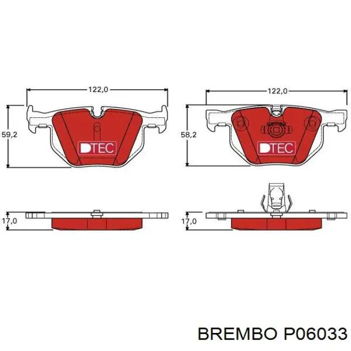 Купить P06033 Brembo Колодки тормозные задние, дисковые