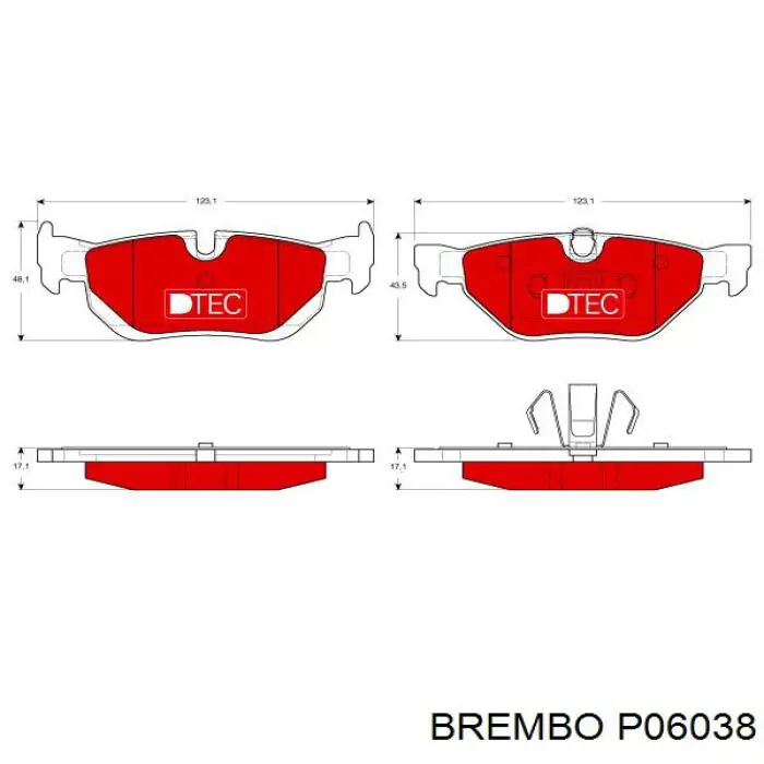 Колодки дисковые  Brembo P06038 цена, от 39.01 USD