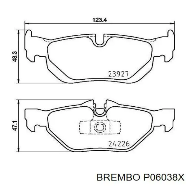 Задние дисковые колодки Brembo P06038X