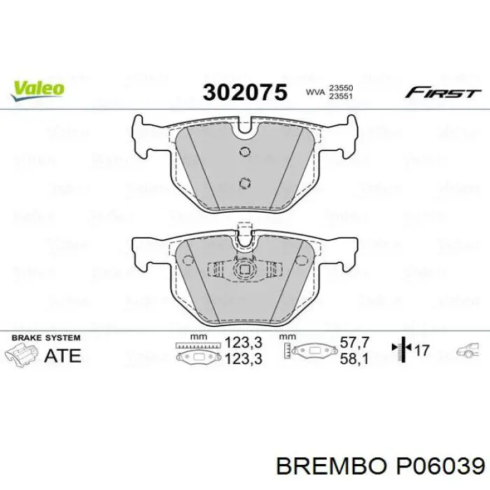 Задние тормозные колодки P06039 Brembo