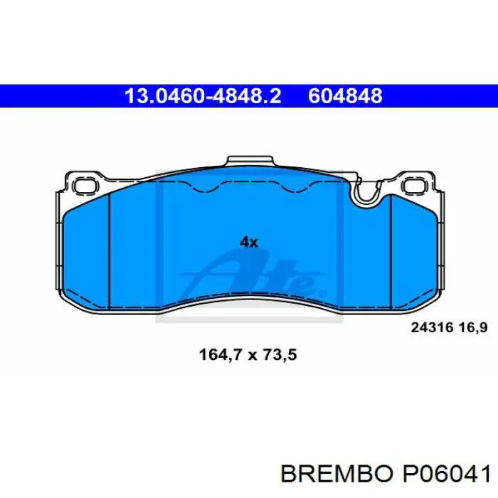 P06041 Brembo колодки тормозные передние дисковые