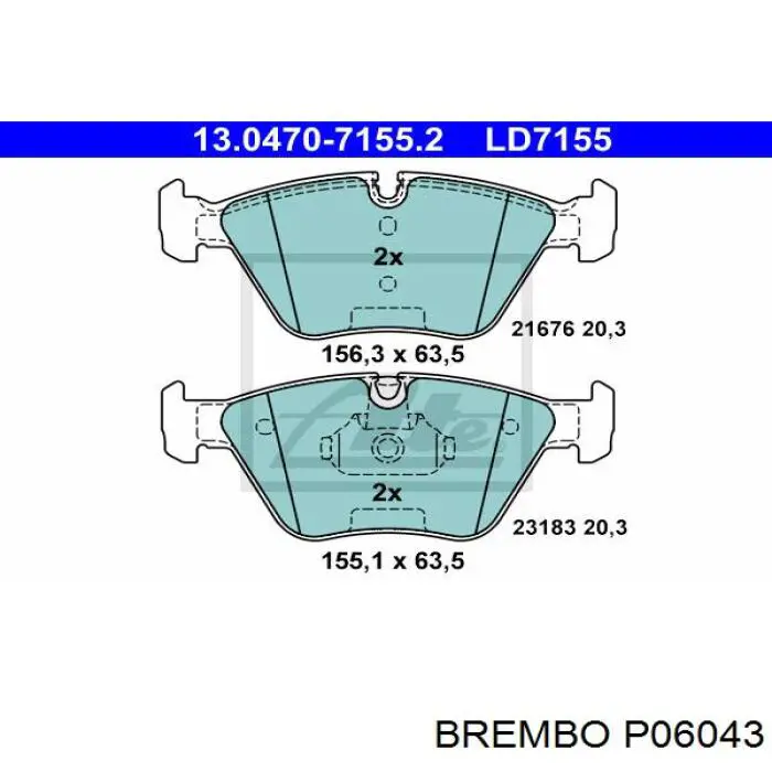 P06043 Brembo Колодки передние