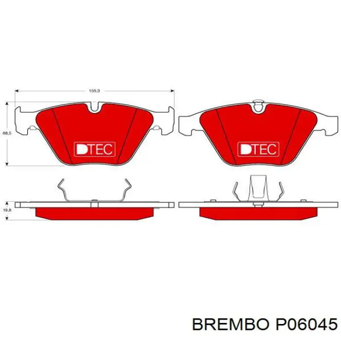 P06045 Brembo колодки тормозные передние дисковые