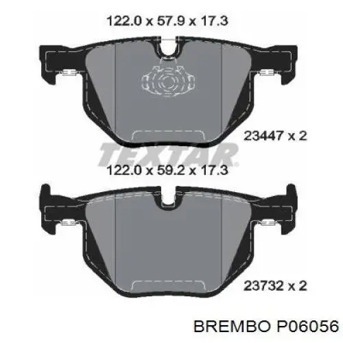Купить P06056 Brembo Колодки тормозные задние, дисковые