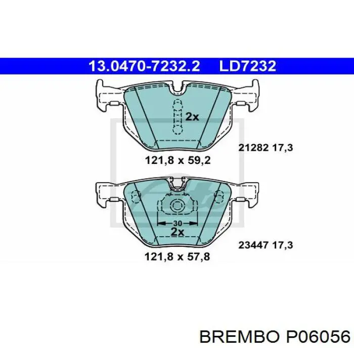 Задние тормозные колодки P06056 Brembo
