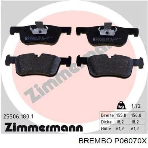 Колодки Brembo P06070X цена, от 90.22 USD