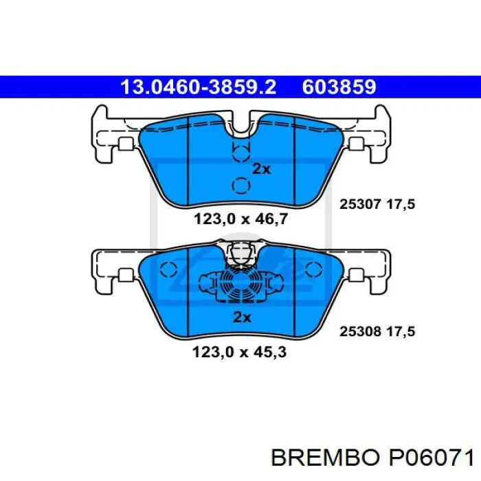 Задние дисковые колодки Brembo P06071