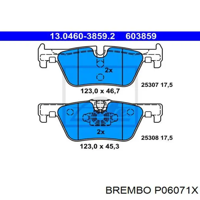 Купить P06071X Brembo Колодки тормозные задние, дисковые