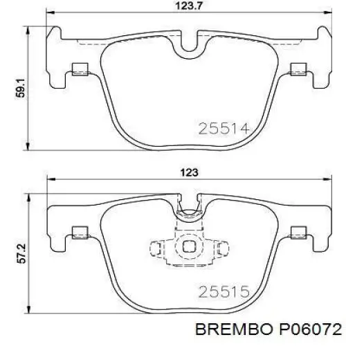 Задние тормозные колодки P06072 Brembo