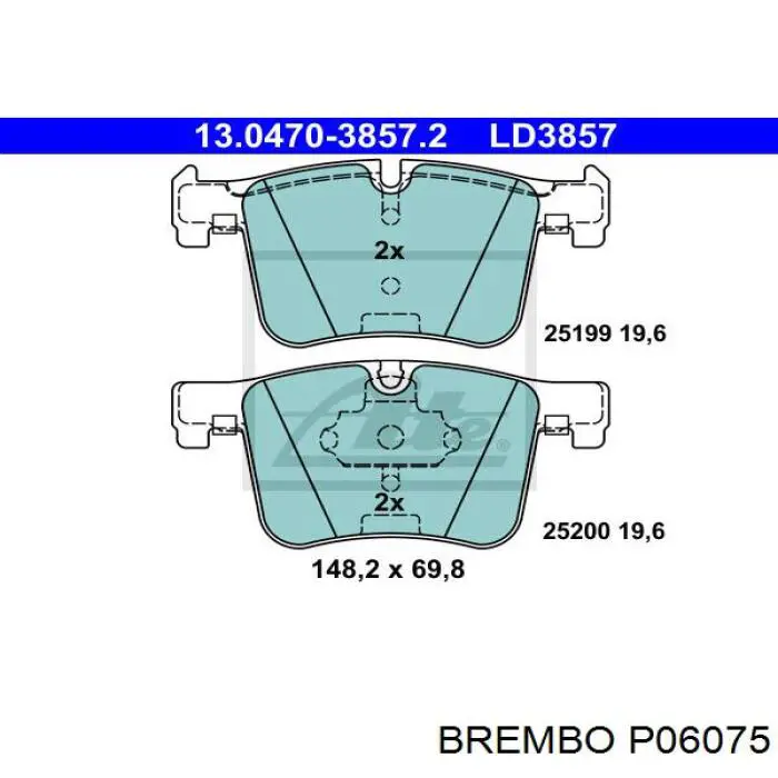 Тормозные колодки Brembo P06075