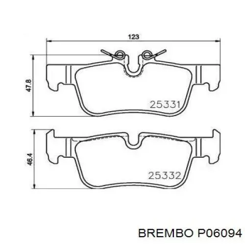 Задние тормозные колодки P06094 Brembo