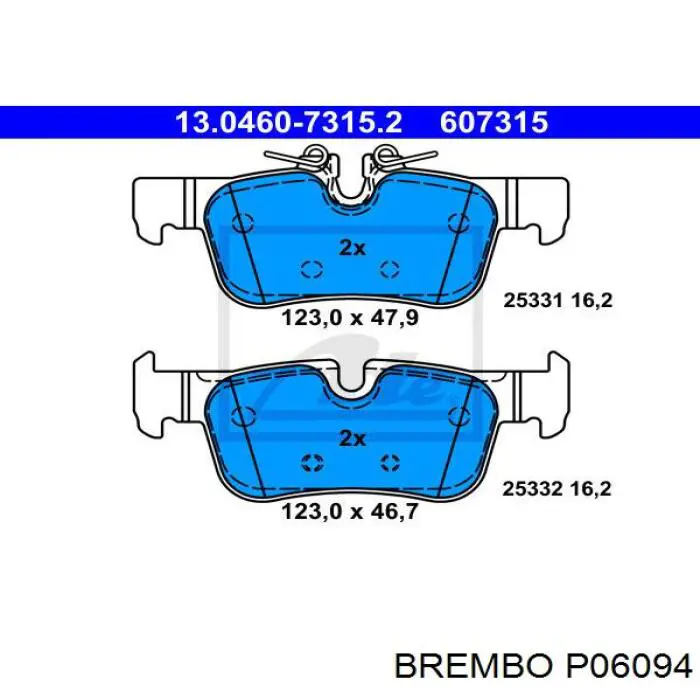Задние дисковые колодки Brembo P06094