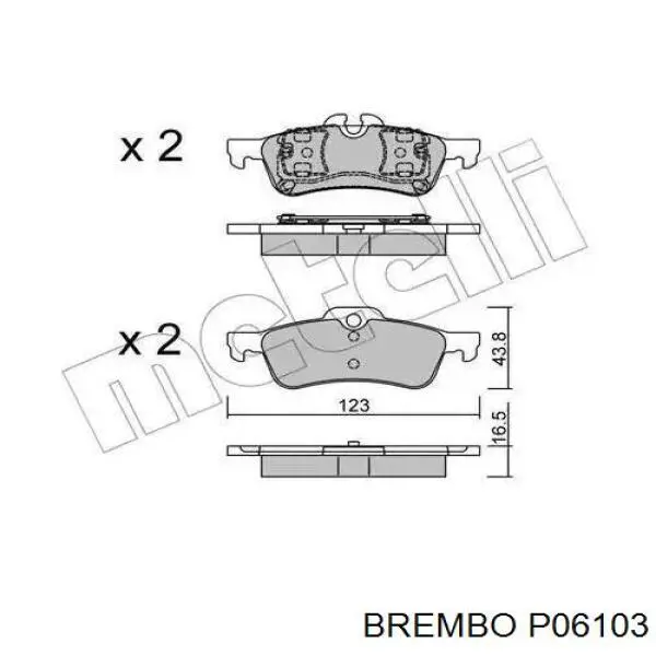 Задние дисковые колодки Brembo P06103