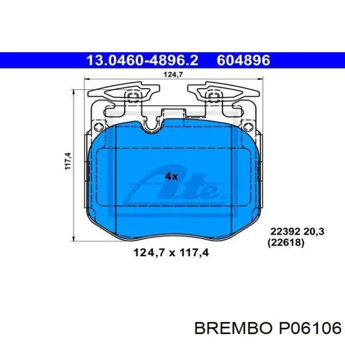 Тормозные колодки Brembo P06106