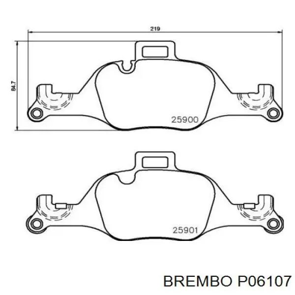 P06107 Brembo sapatas do freio dianteiras de disco