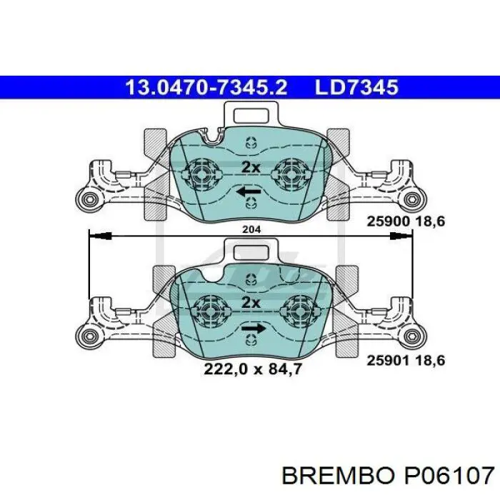 Передние тормозные колодки P06107 Brembo